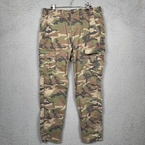 American Eagle Pants Mens 32x34 Green Camo Stretch Cargo Military Gorp Y2K
